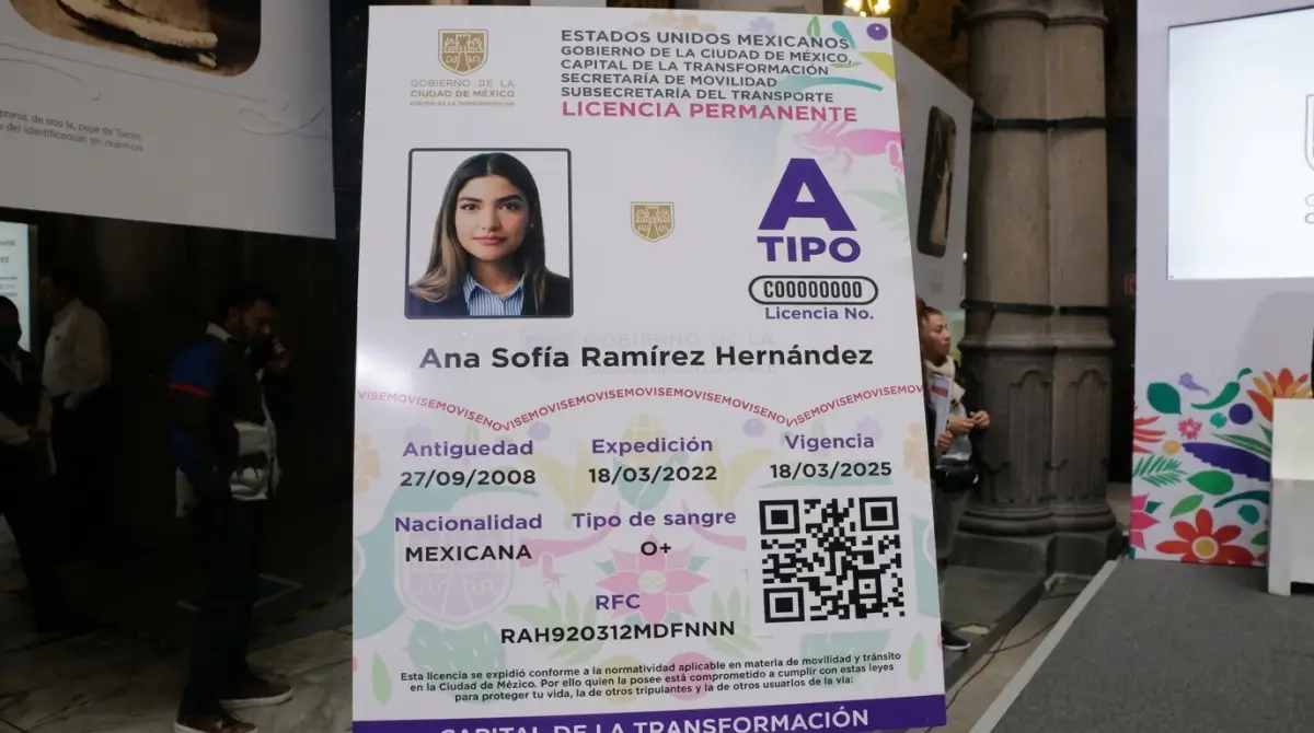 Fotografía de la licencia para conducir de Ciudad de México.