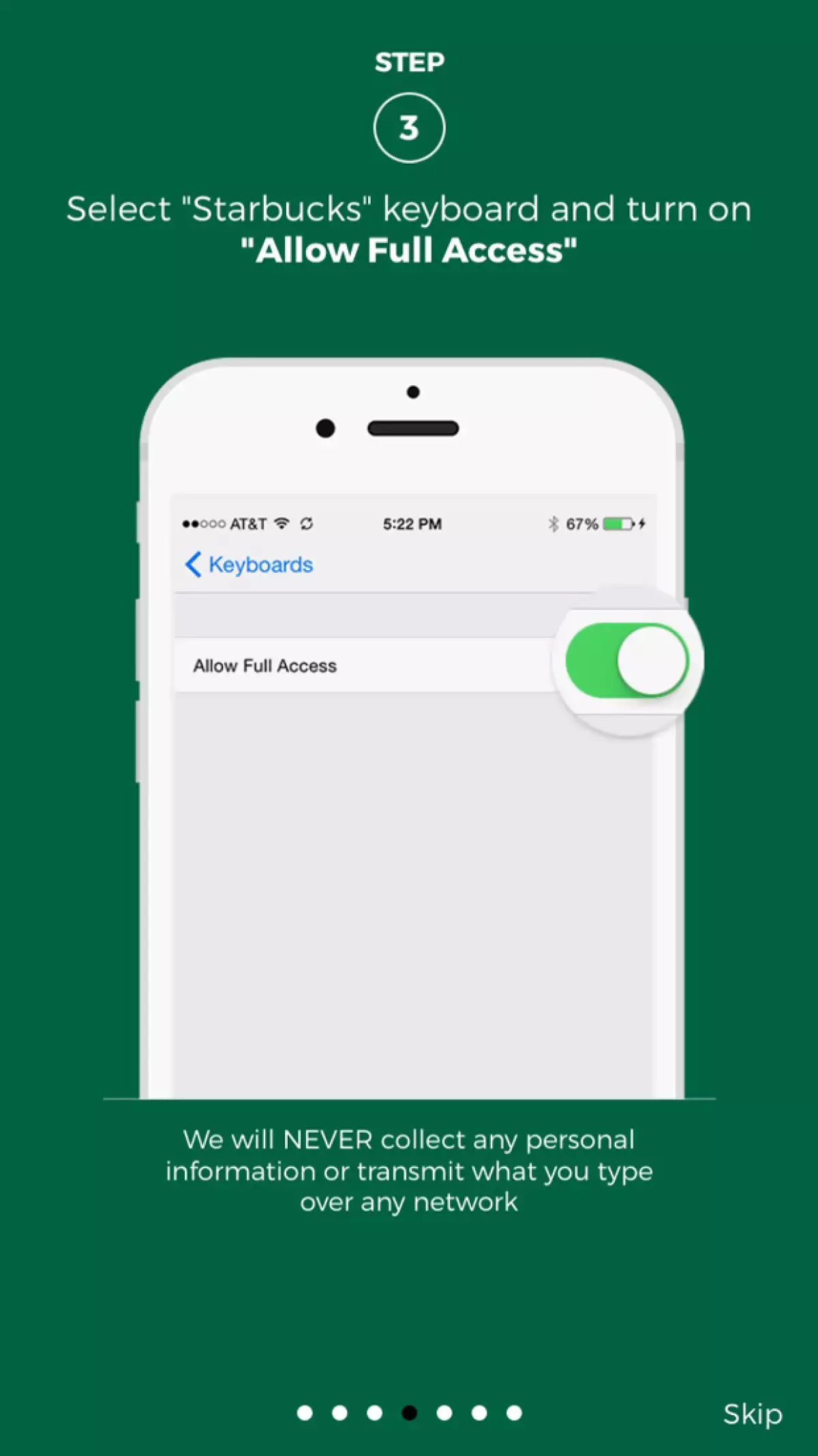 Para iPhone, tienes que darle Acceso Total.