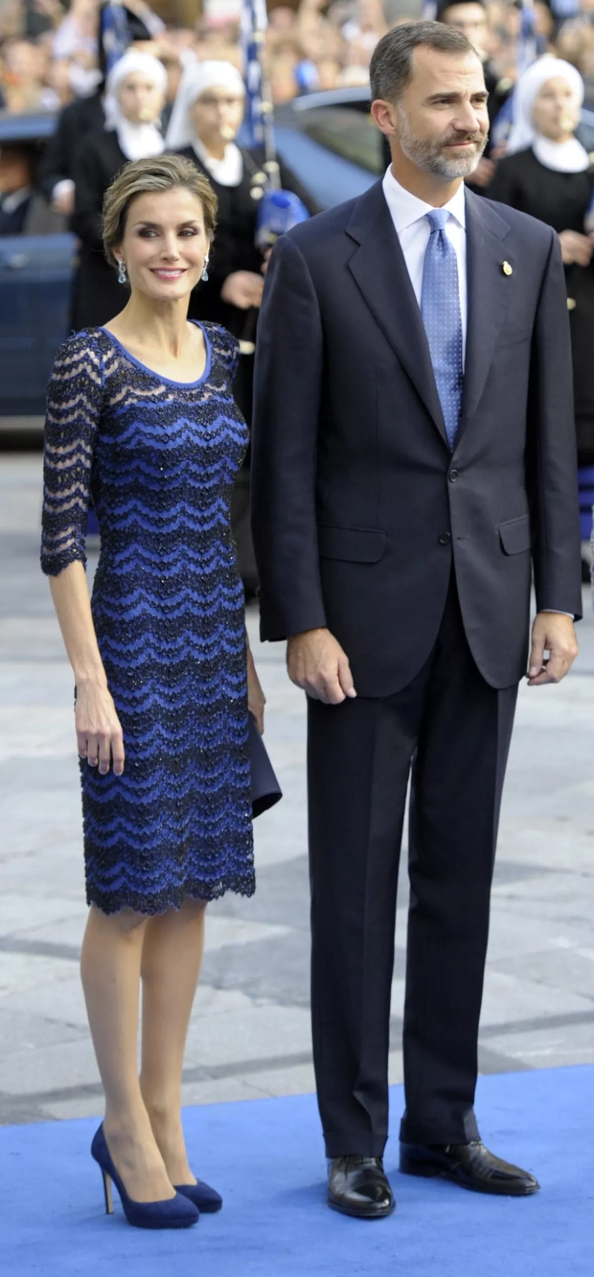 Una vez más la reina de España se vistió de Felipe Varela.