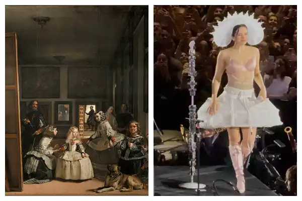 Las Meninas de Velázquez junto a Rosalía en su concierto Lux cuando interpreta La rumba del perdón. 