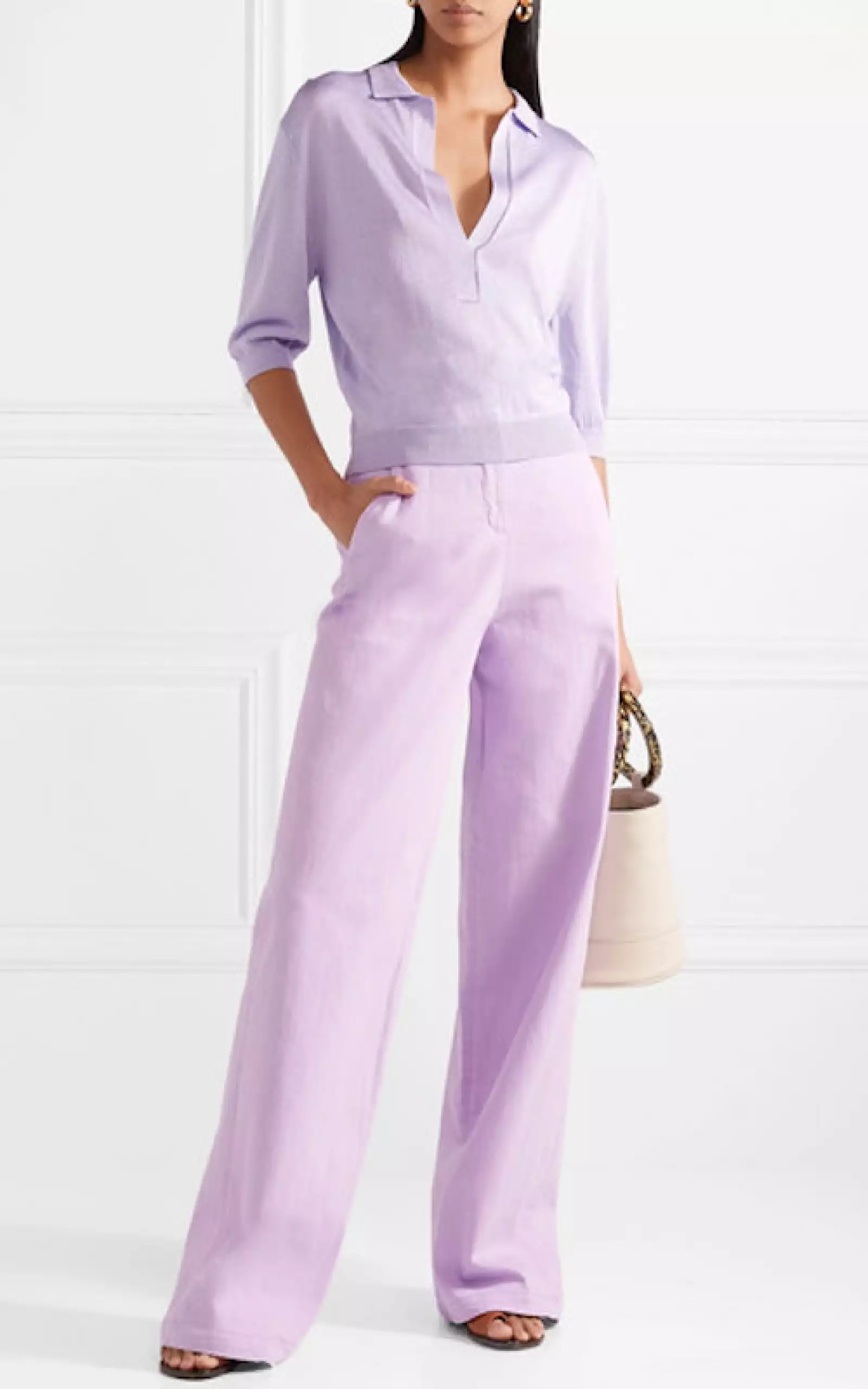 TIBI Cotton-blend wide-leg pants
