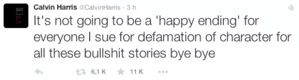 A través de Twitter, Calvin Harris mando un ultimátum.