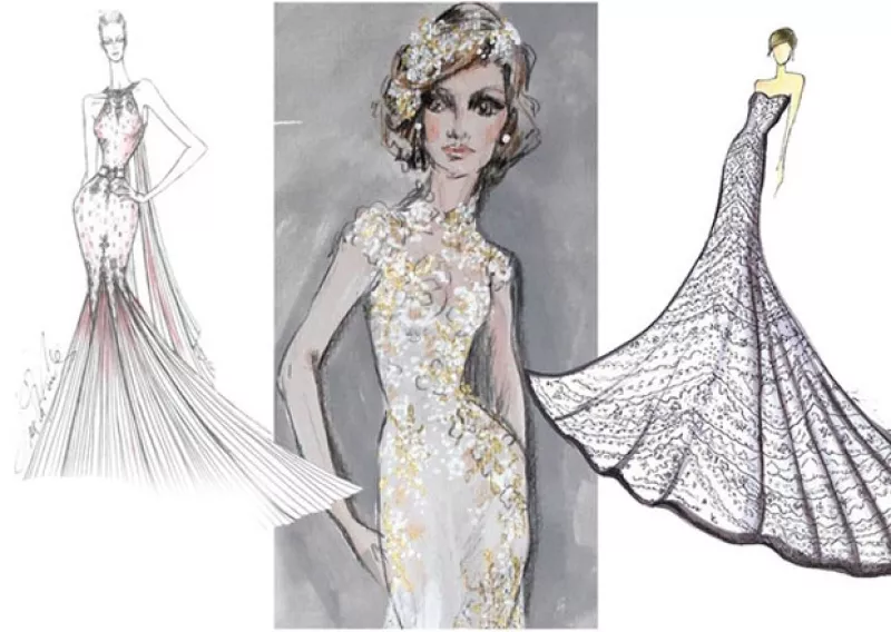 Val Stefani, Mac Duggal, Ines Di Santo, Winnie Couture, Junko Yoshioka y Angel Rivera entre los diseñadores que hicieron propuestas para la británica.