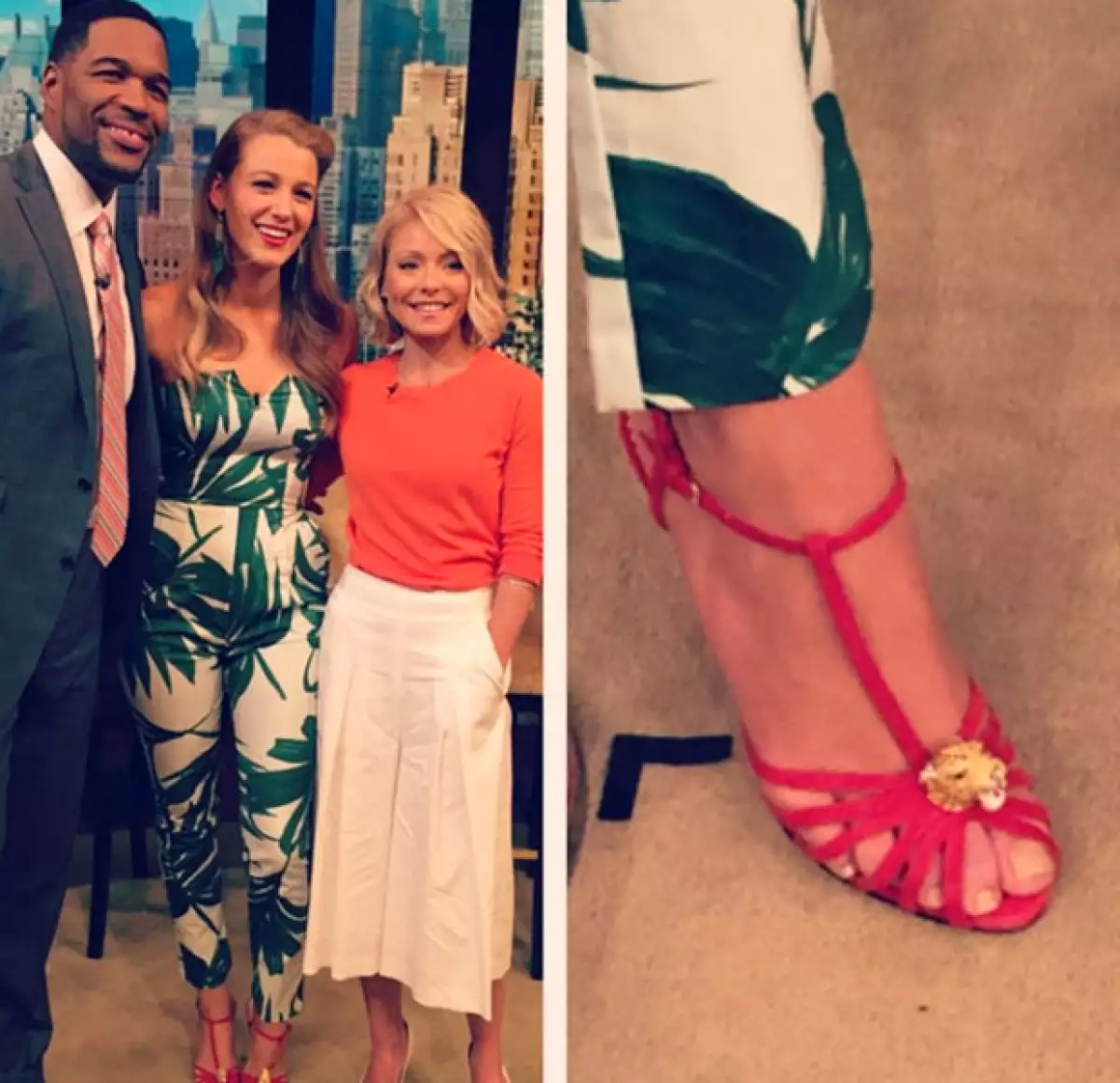 En el programa de televisión, Blake se decidió por un jumpsuit tropical.