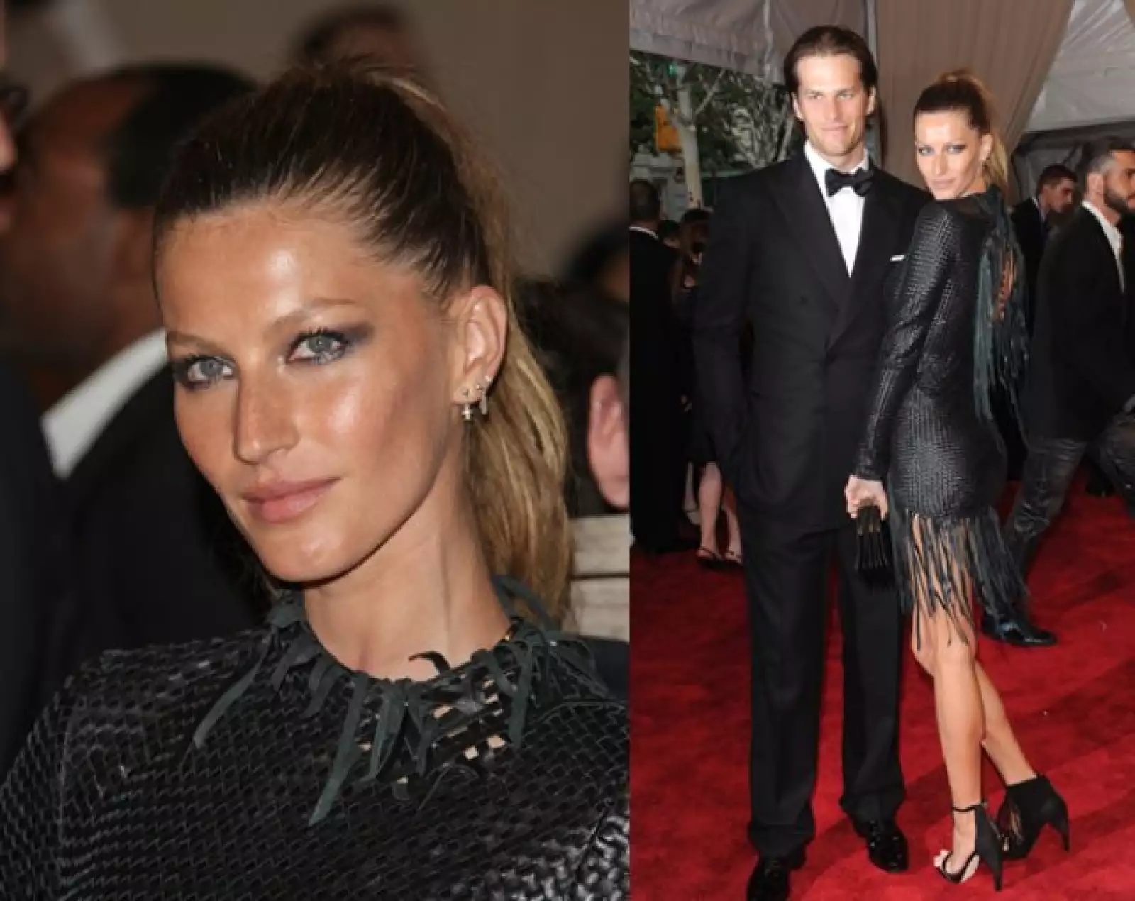 Gisele Bündchen presumió su cuerpo post-embarazo en un vestido entretejido de flequillos de Alexander Wang y zapatos a juego.