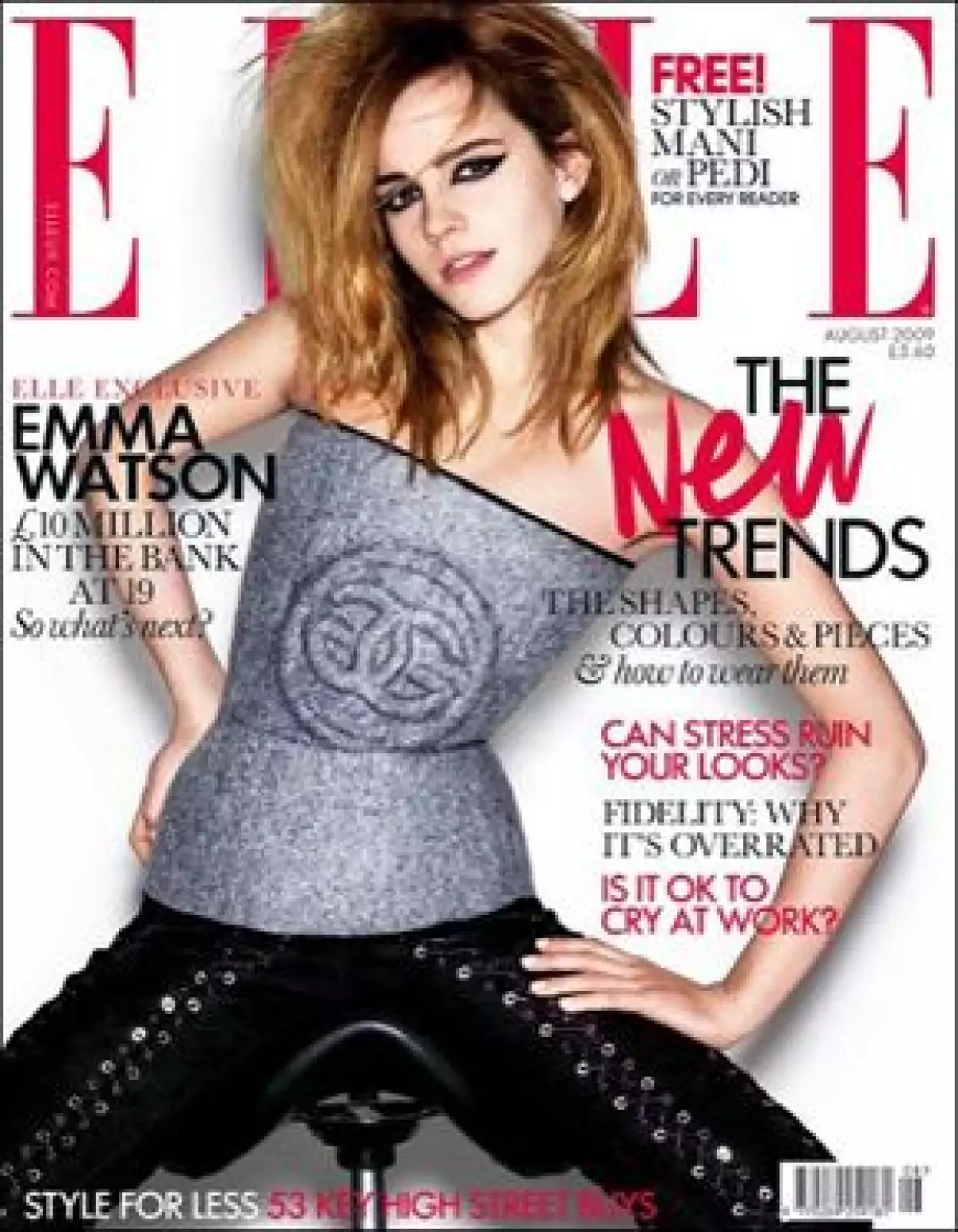 La joven de 19 años es la portada de la revista Elle en Gran Bretaña, donde mostró su lado rebelde al fotografiarse con pantalones negros ajustados y su pelo alborotado.
