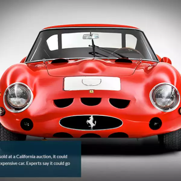 Cuando este Ferrari sea vendido en una subasta en California se podría volver el auto más caro del mundo. Expertos dicen que puede valer más de 50,000 millones de dólares.