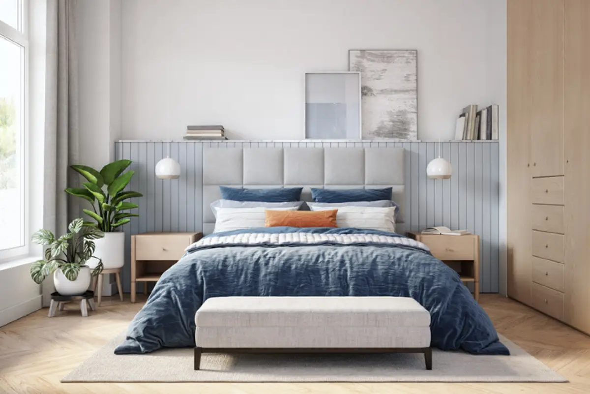 Habitación en tonos azules
