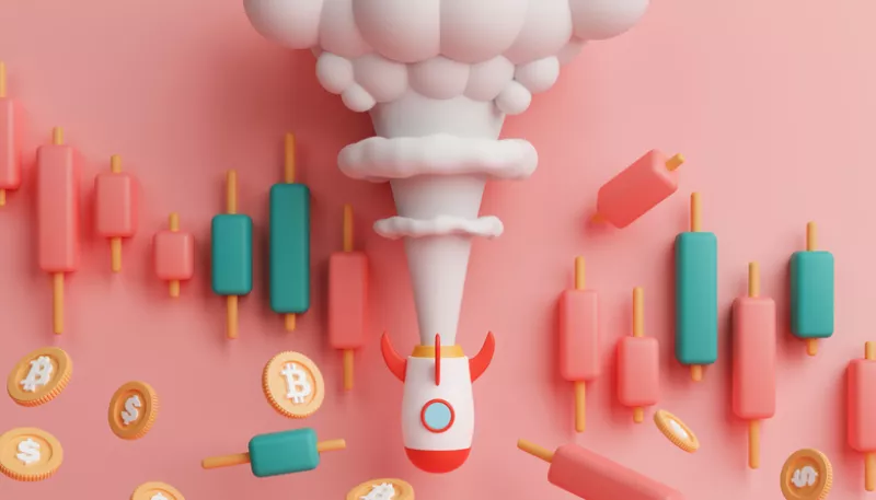 gráfico con caídas y criptomonedas