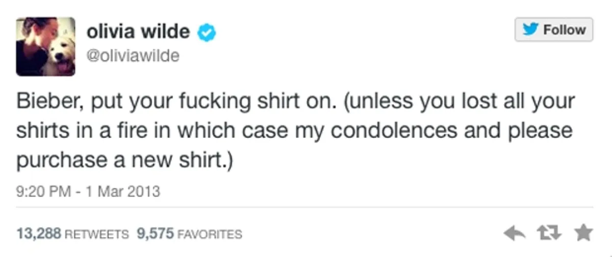 La actriz hizo un comentario ante la frecuente inexistencia de las camisetas de Justin Bieber.