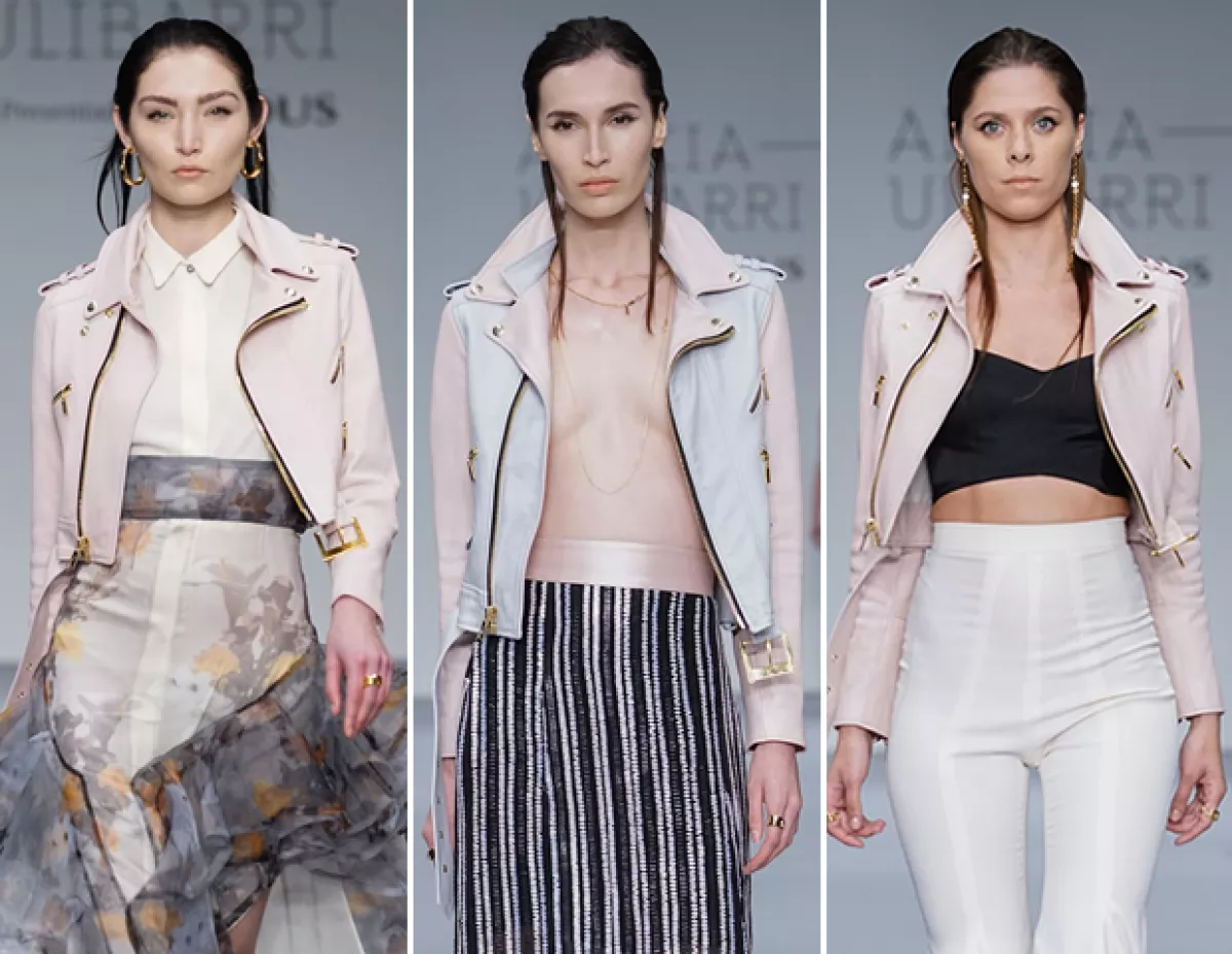 La chamarra de piel vuelve a estar presente en la colección Augusta y se reinterpreta en colores pasteles.