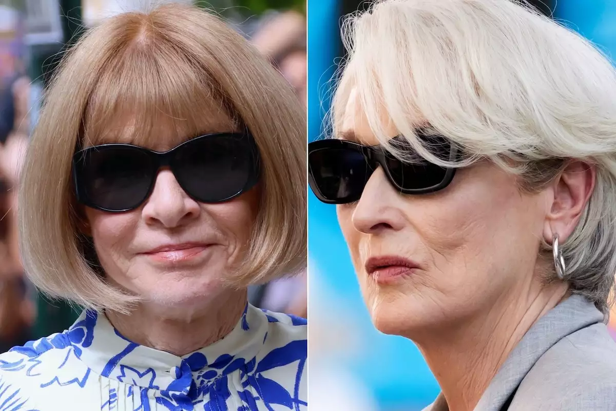 Meryl Streep (en el papel de Miranda Priestley) y Anna Wintour se reúnen en Milán Meryl Streep (en el papel de Miranda Priestley) y Anna Wintour se reúnen en Milán