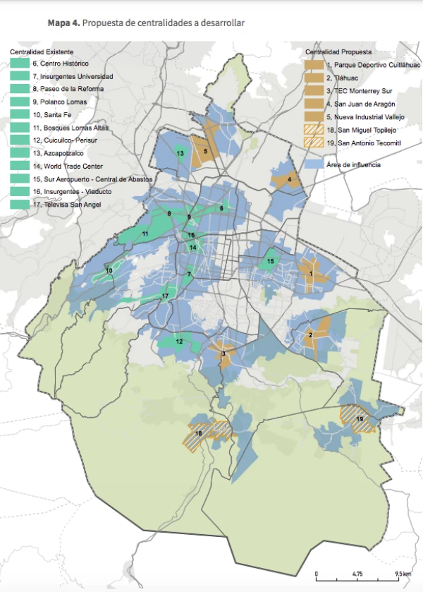 Las siete nuevas centralidades se ubican en alcaldías como Tlalpan, Xochimilco, Azcapotzalco e Iztapalapa. Imagen: Programa General de Ordenamiento Territorial CDMX