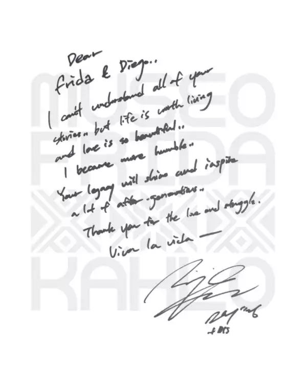 RM, líder de BTS, deja un emotivo mensaje dedicado a Frida Kahlo y Diego Rivera durante su visita a la Casa Azul