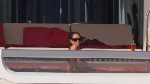 Lewis Hamilton has fun with Eiza Gonzalez and friends in Ibiza.