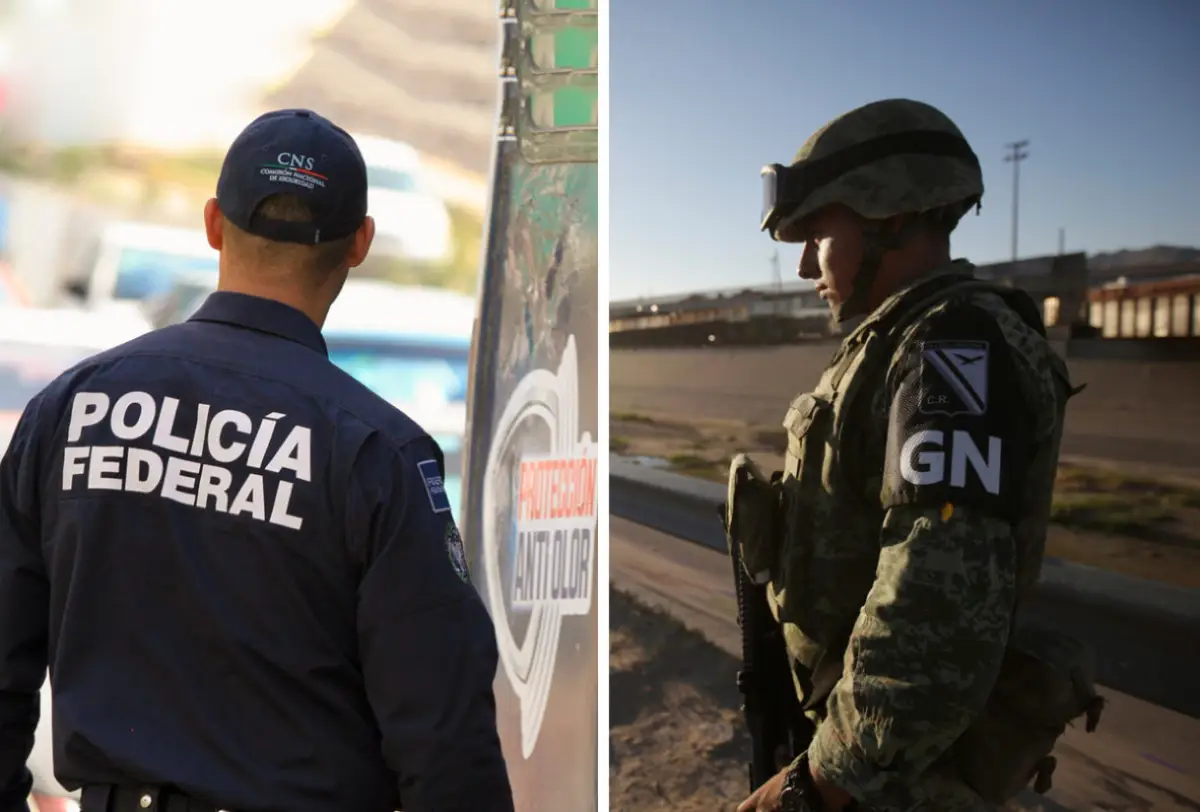 Policías federales y la Guardia Nacional