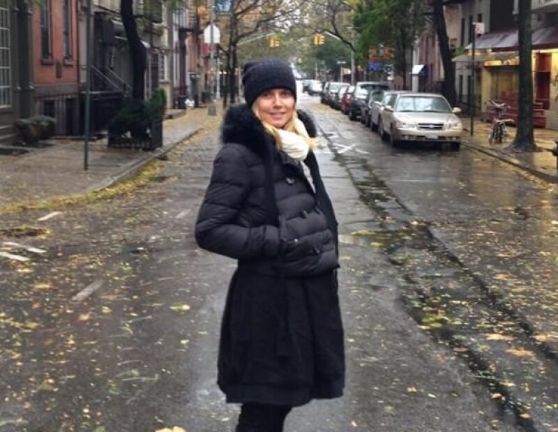 La modelo twitteó una fotografía en la inundada ciudad de Nueva York.