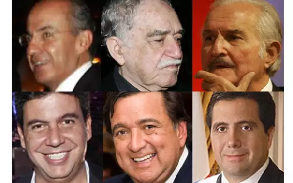 En la mesa de Felipe Calderón estuvieron los escritores Gabriel García Márquez y Carlos Fuentes (arriba, el yerno de Carlos Slim Helú, Arturo Elías Ayub, el gobernador de Nuevo México, Bill Richardson y Martin Torrijos, ex presidente de Panamá (abajo).