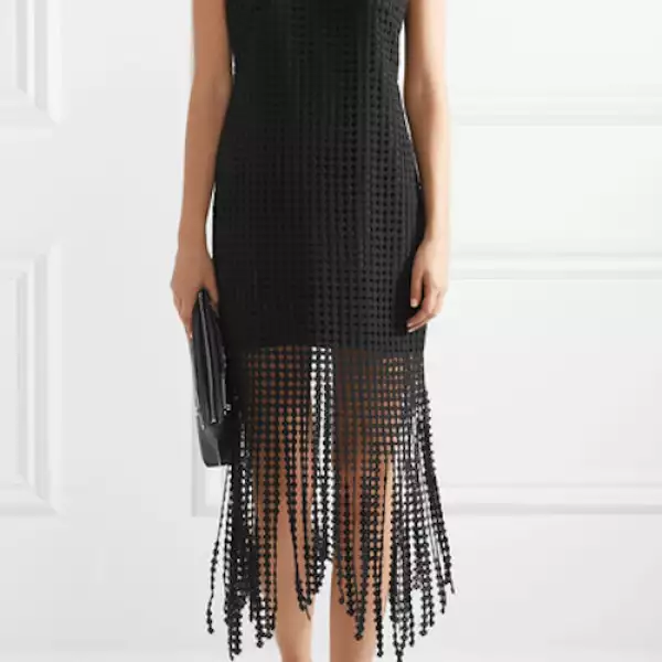 GOEN J Fringed macramé cotton midi dress