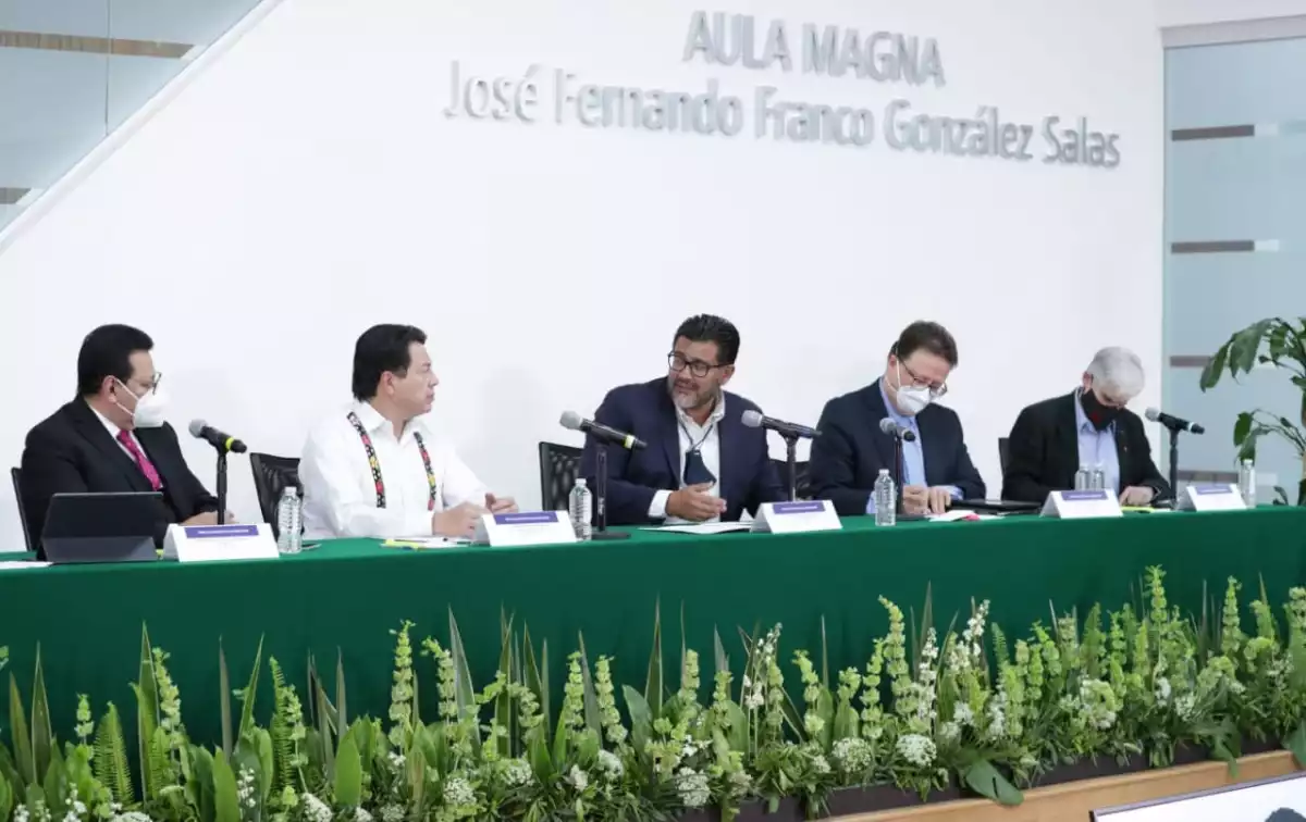 Mario Delgado, presidente nacional de Morena, ante los magistrados del Tribunal Electoral del Poder Judicial de la Federación (TEPJF)