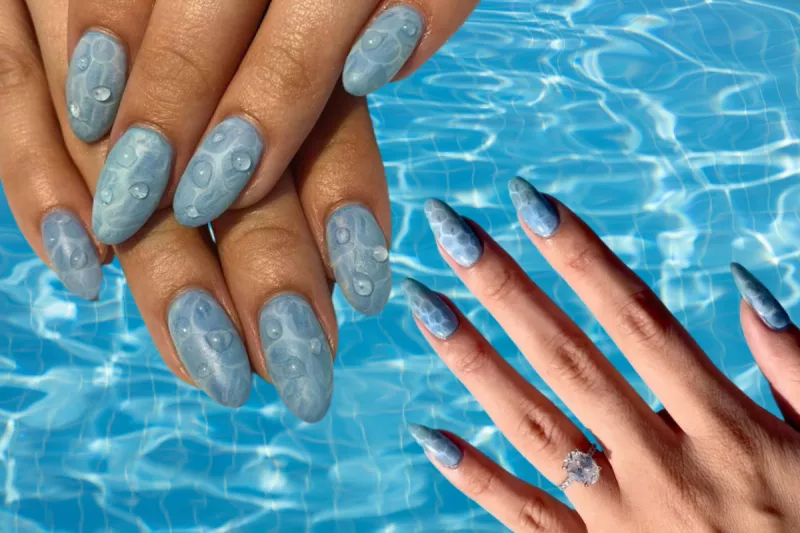 Uñas efecto agua