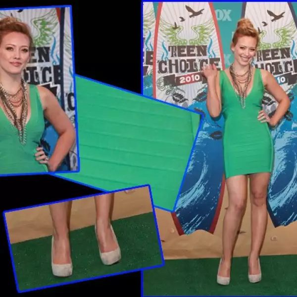 6.	Hilary Duff  llevaba un ´mini dress´ de Hervé Léger, sí son lo máximo.