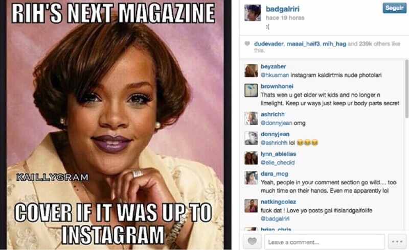 Rihanna compartió algunas de las "denuncias" que sus fans hicieron contra Instagram.