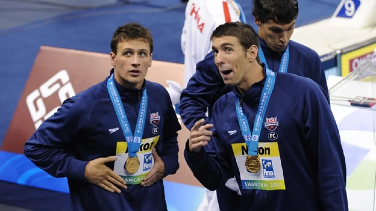 Los nadadores Ryan Lochte y Michael Phelps en el Mundial de Shanghái