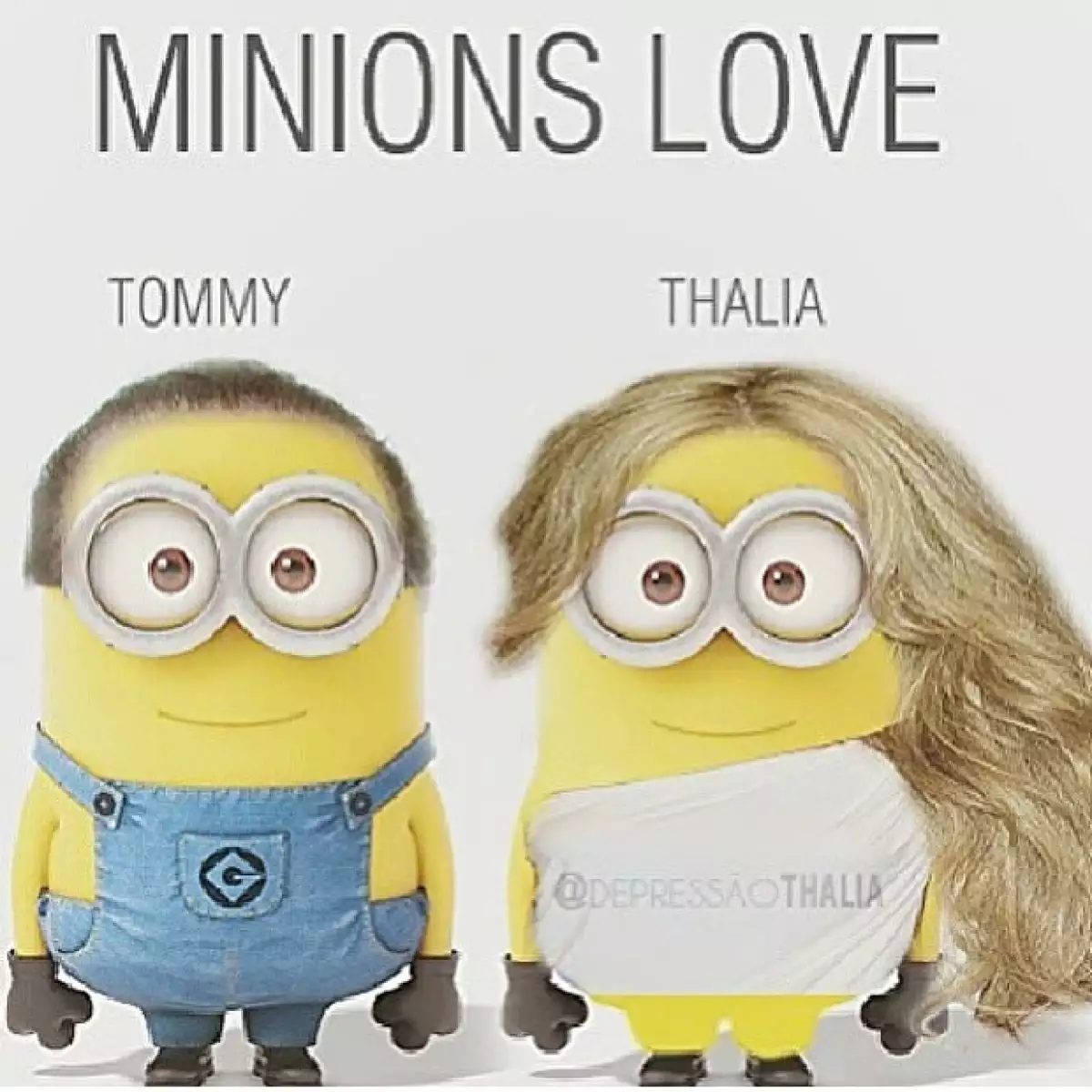 Thalía y Tommy estilo Minions.
