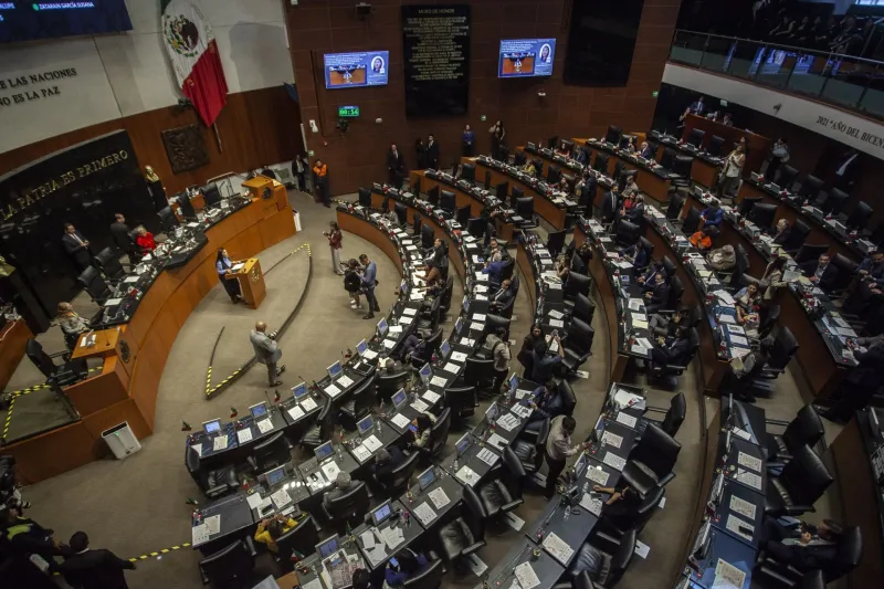 En la imagen se ve una sesión del Senado. 