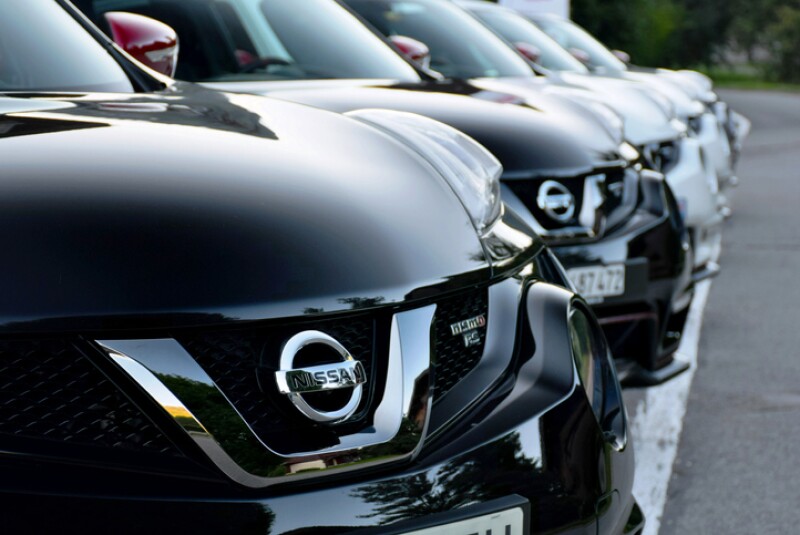 Nissan cars in a row