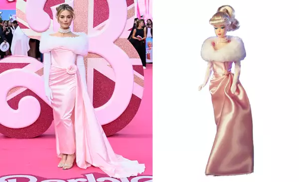 Margot Robbie replica looks de muñecas Barbie icónicas para la gira de prensa de Barbie.
