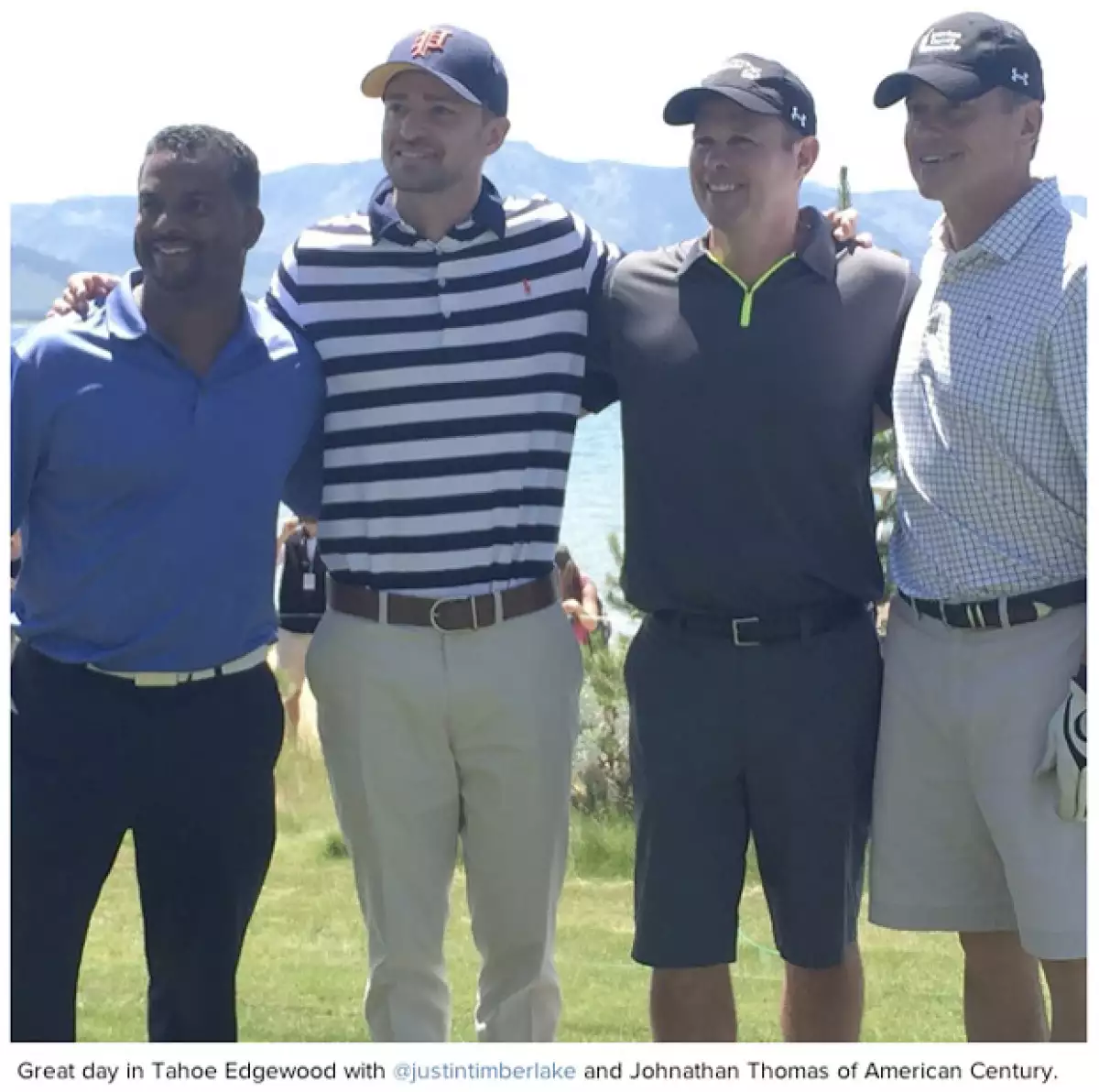 Justin y Alfonso Ribeiro participaron en un torneo de golf en Tahoe. Tras un mal golpe, Timberlake pidió animar al famoso actor de 'El Príncipe del Rap' y la respuesta fue su famoso baile.