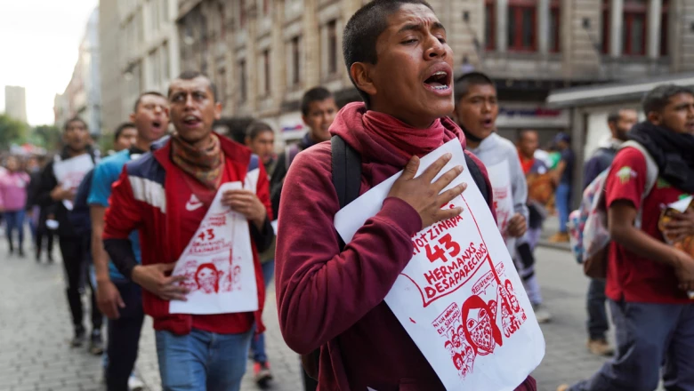 March to mark the 8th anniversary of the disappearance of the 43 Ayotzinapa students, in Mexico City
