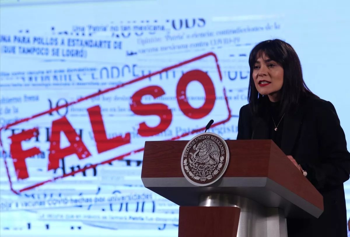 Ana Elizabeth García Vilchis durante conferencia de prensa en Palacio Nacional.