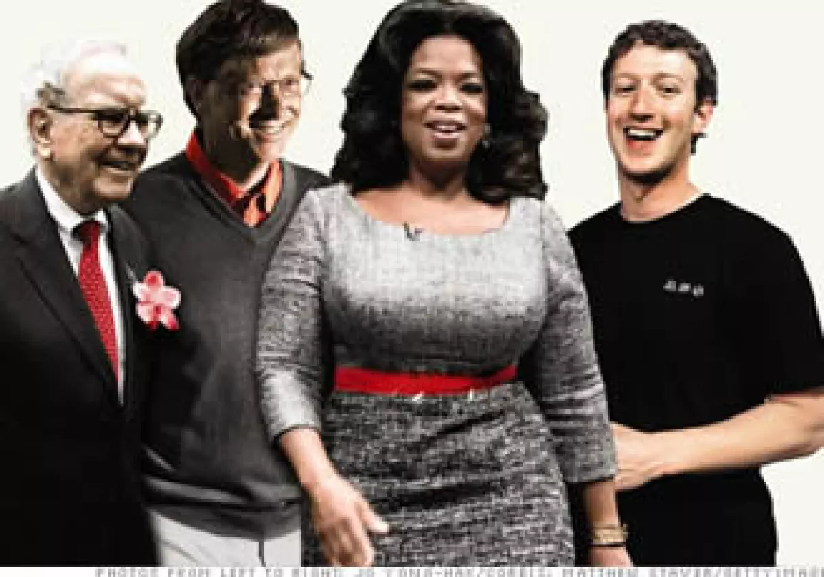 (Desde izq.) Warren Buffet, Bill Gates, Oprah Winfrey y Mark Zuckerberg son famosos que han donado parte de su fortuna. (Foto: CNNMoney.com)