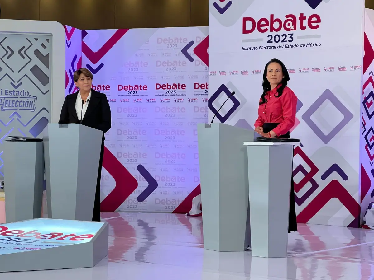 Las candidatas a la gubernatura del Estado de México; Delfina Gómez (Morena) y Alejandra del Moral (PRI-PAN) sostuvieron el primer debate del proceso electoral organizado por el Instituto Electoral del Estado de México (IEEM).