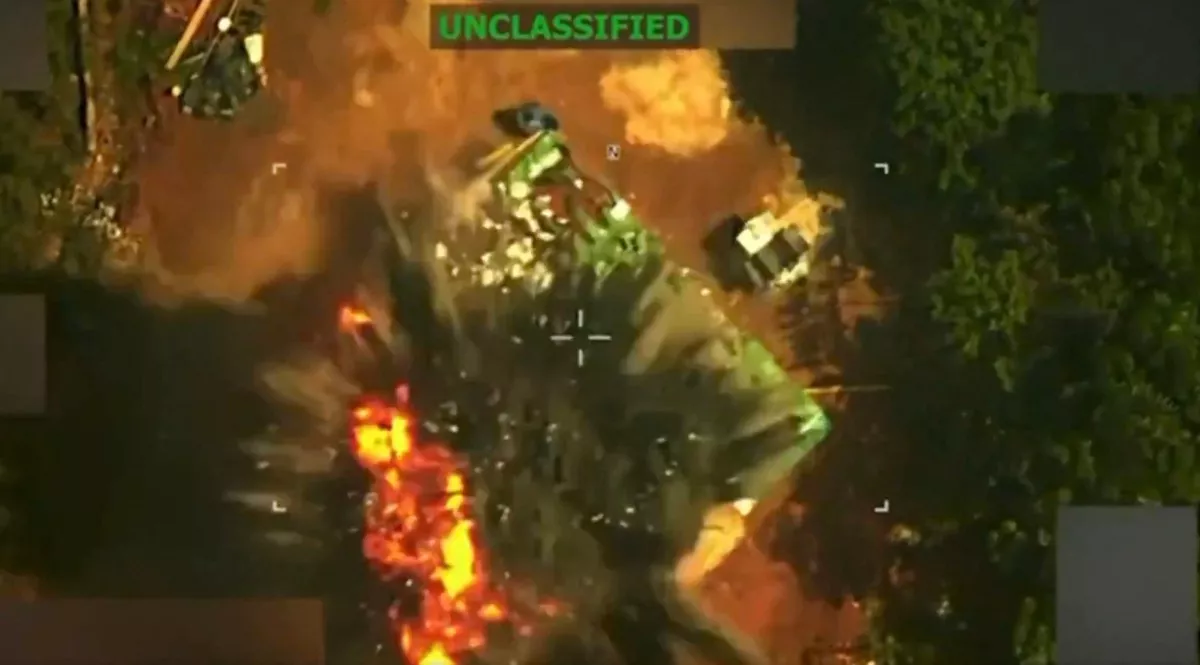 This screen grab from a video posted by US President Donald Trump on his Truth Social account on June 12, 2026, shows what President Trump says is a deadly strike on the leader of Tren de Aragua. 