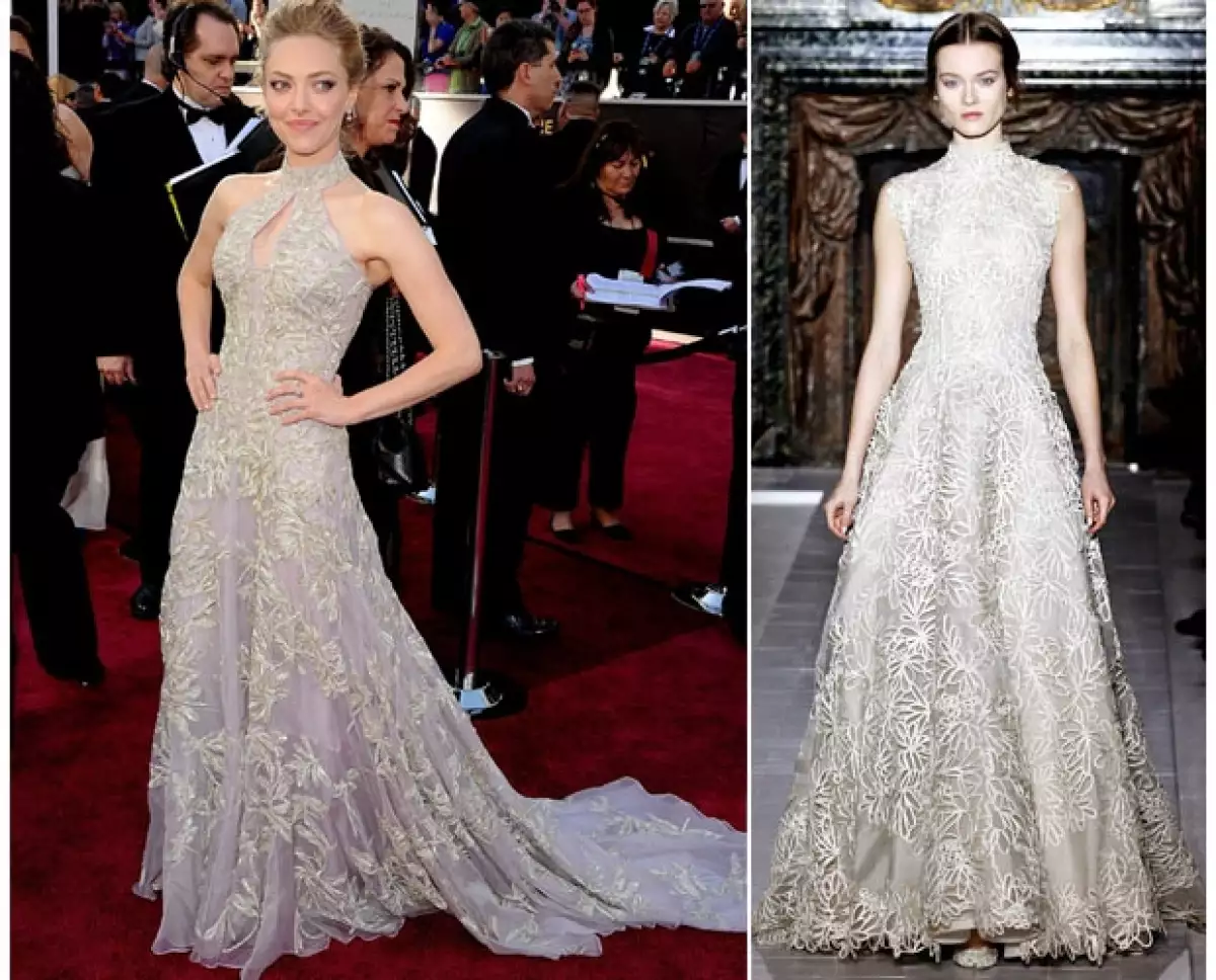 Amanda Seyfried utilizó un Alexander McQueen que se parecía mucho al Valentino que pretendía usar la ganadora del Oscar.