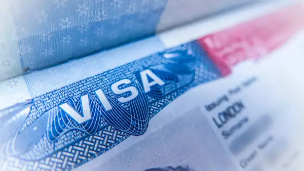 Detalle De Una Visa De Trabajo De Los Estados Unidos De América En Un Pasaporte Del Reino Unido