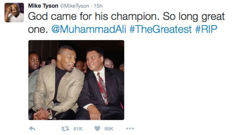 Mike Tyson se despidió de él en Twitter.