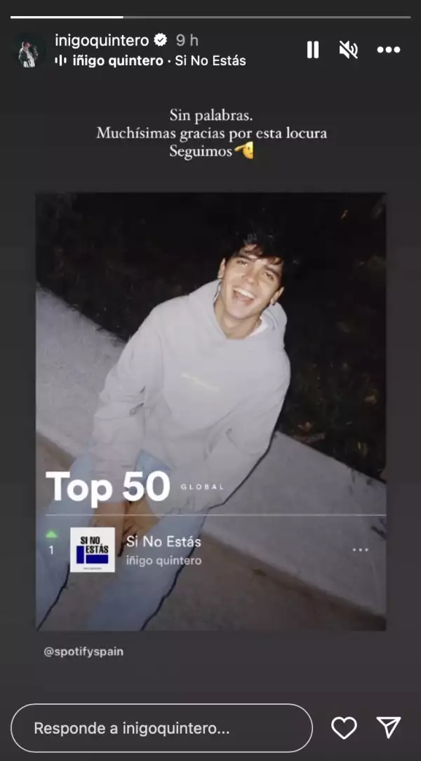 Iñigo Quintero arrasa en Spotify.