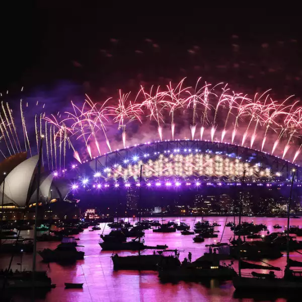New Year's Eve midnight fireworks, Sydney, Australia - 31 Dec 2020