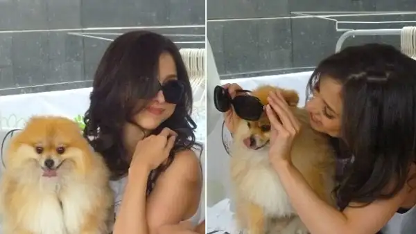 Acompañamos a la cantante a un playground diseñado especialmente para perros, al cual acudió con su adorable e inseparable pomeranian.