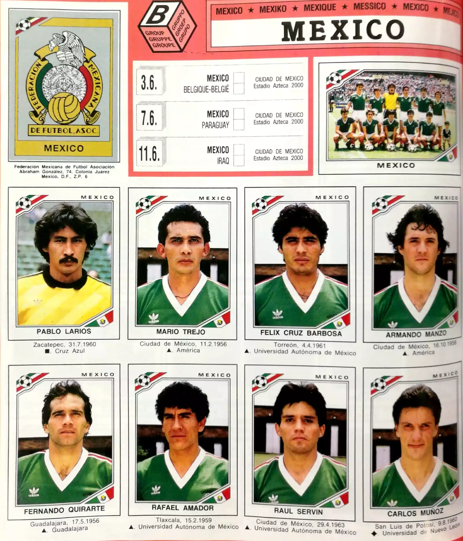 Álbum panini México 1986