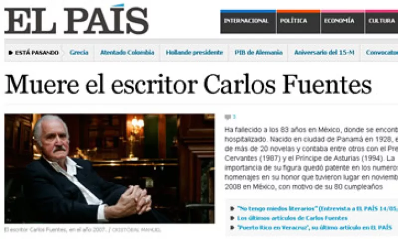 La muerte del escritor mexicano apareció en varios medios alrededor del mundo. (Foto tomada del sitio ElPais.com)