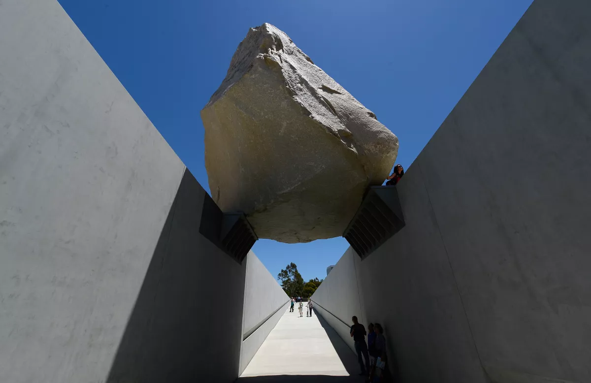 Artist Michael Heizer's Huge Boulder, "Levitated Mass", Goes On Display At L.A. County Museum Of Art