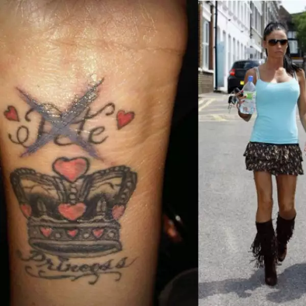 Kate Price se puso una equis sobre el tatuaje que tiene con el nombre de su ex marido, Peter Andre.
