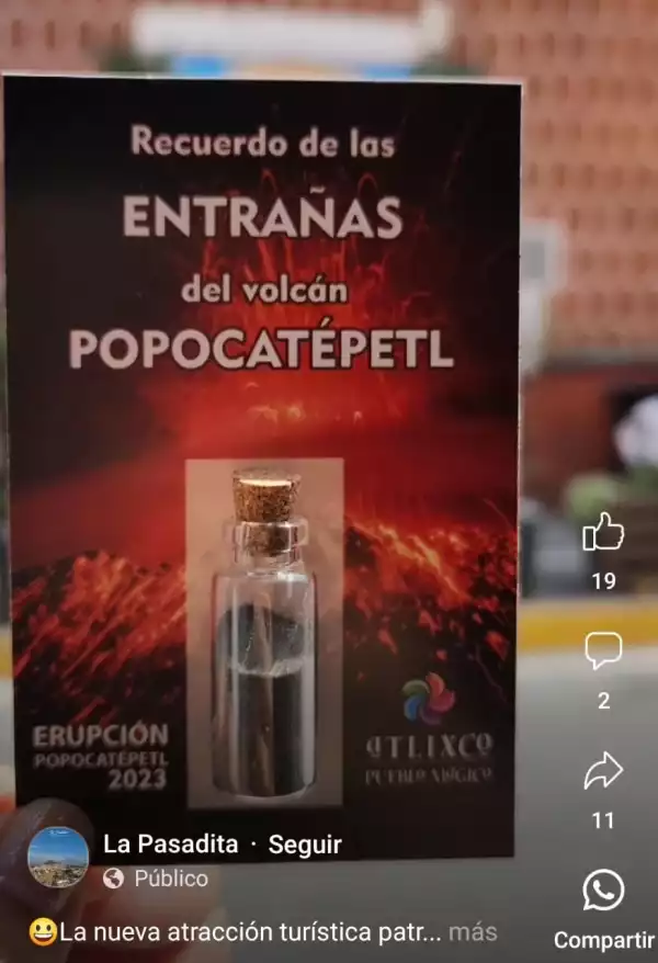 En pequeños comercios se vende ceniza del Popo