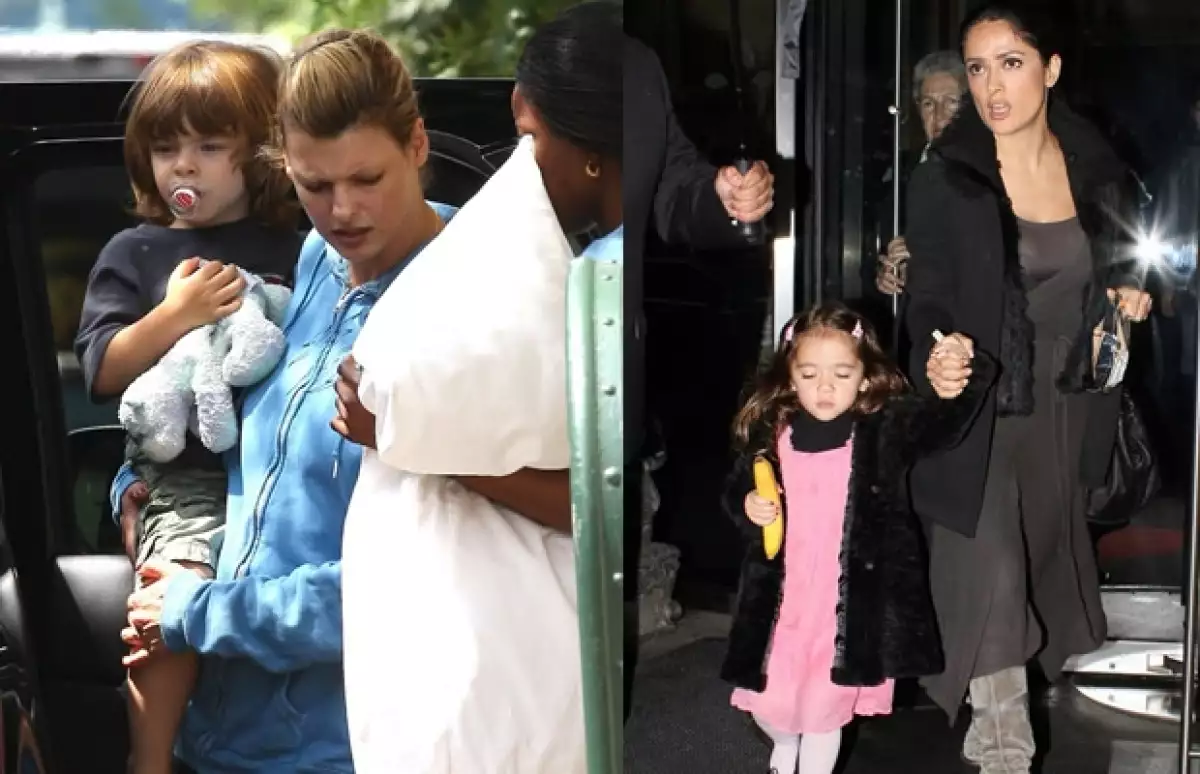 Aquí Linda con su pequeño Augustine en 2009, a la derecha Salma y Valentina hace unos días.